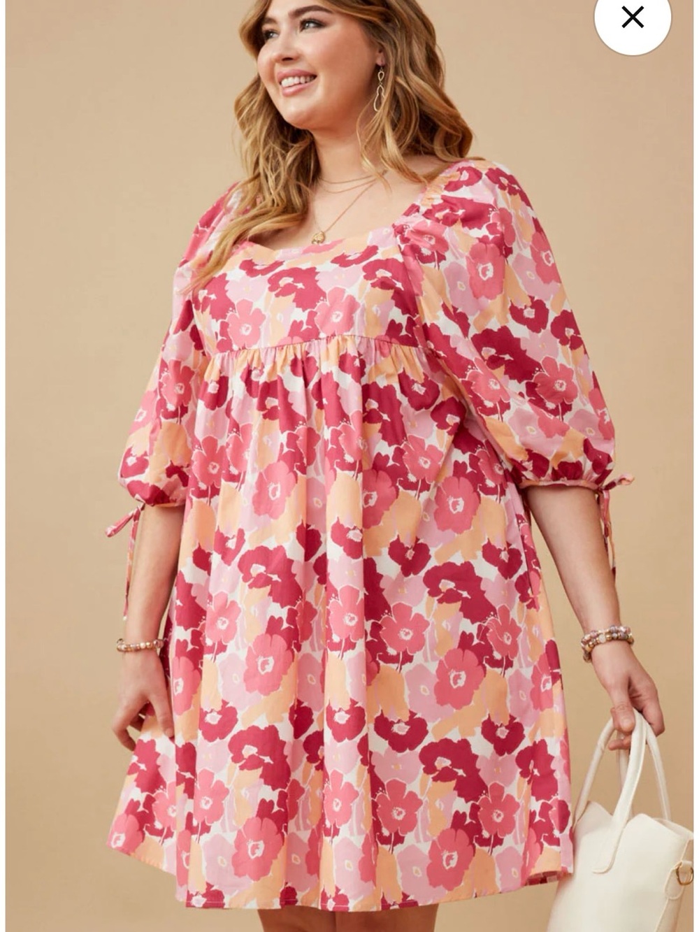 Floral Pink Puff-Sleeve Mini Dress Hayden Los Angeles